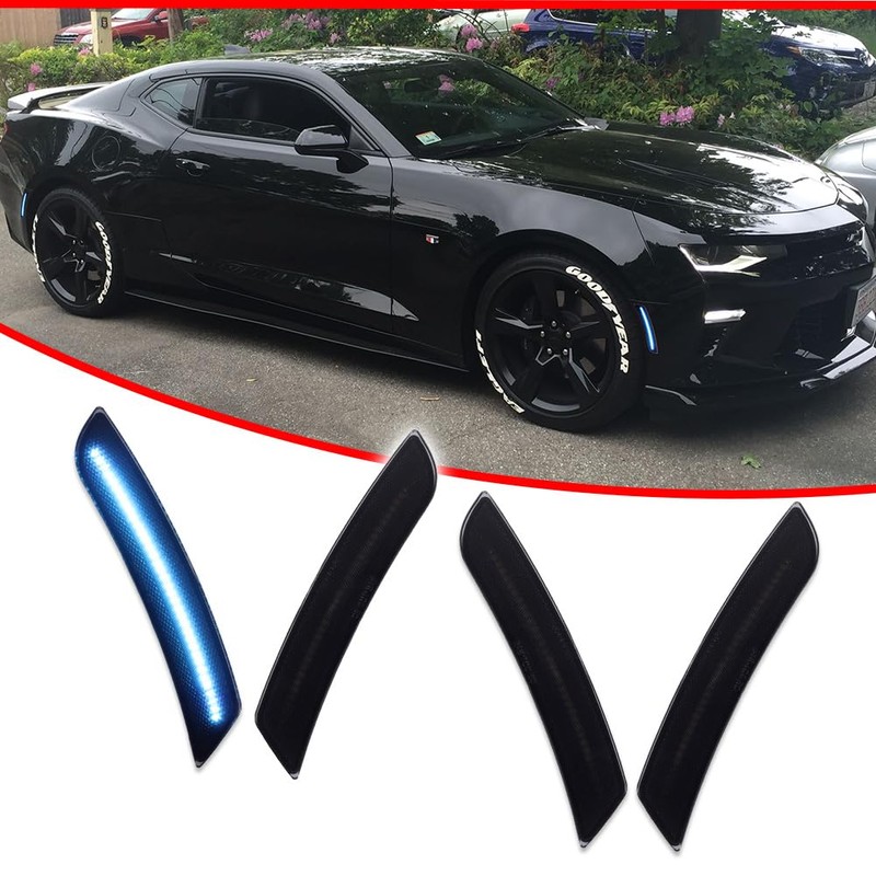 GTINTHEBOX Blue LED Side Marker Lights Smoked Lens Compatible with