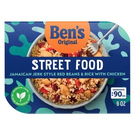 BEN'S ORIGINAL Street Food Jamaican Jerk Style Beans & Rice with Chicken, Prepared Entrée, Microwave in 90 Seconds, 9 oz​ (Pack of 6)