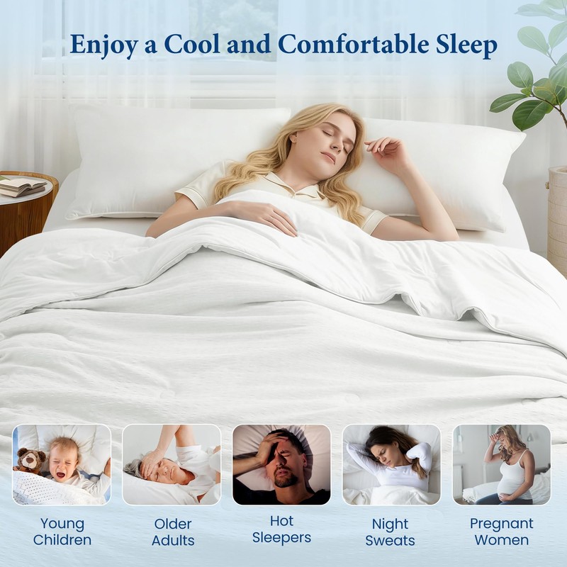 Twin Size Seersucker Cooling Comforter - Lightweight Q-Max 0.45 Summer