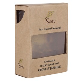 SVATV Handcrafted Soap with Natural, Soothing Herbs of Clove and Jasmine for Men and Women - Best Exfoliating Bar, Traditional Ayurvedic Herbal Soap for All Skin Types - 125 g