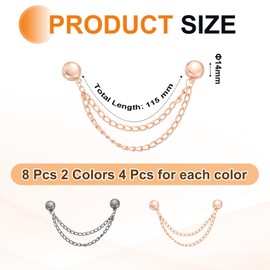 QUARKZMAN Pack of 8 Magnetic Clothes Clips Round Clothes Clips with Chain Clothes Clips Multifunctional Hijab Magnets for Thin Clothes Scarves Trouser Legs Brooch