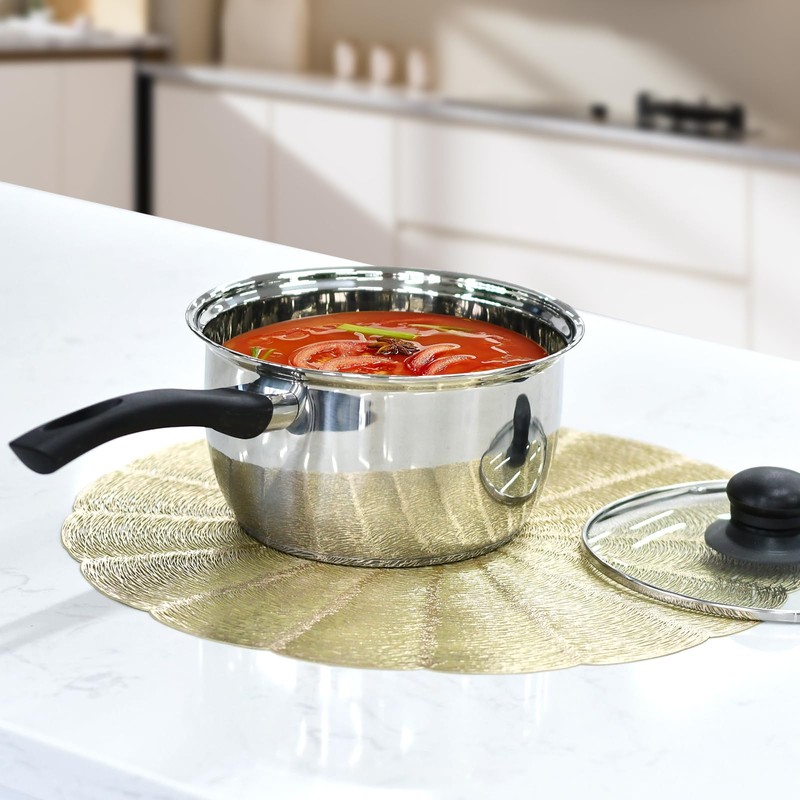 Stainless Steel Pot Set with Lid 6pcs,Sauce Pans 1QT &