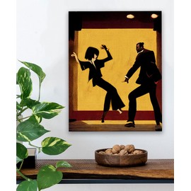 Pulp Fiction Dance Poster - 16x20 Stretched Canvas - Iconic Twist Dance, 1990s Aesthetic Retro Decor, Great Man Cave, Home Theatre, and Game Room Decor and Gift For Movie Buffs