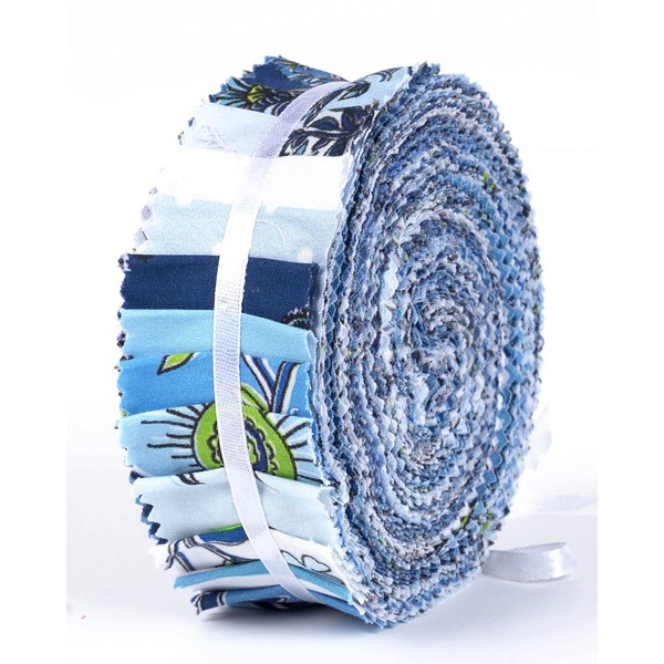Soimoi 40Pcs Block Print Precut Fabrics Strips Roll Up 1.5x42inches