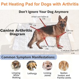 Heated Dog Bed Large Dog Heating Pad,Outdoor Doghouse Indoor Bed,Always On High & Low Heater for Small Medium Pet Cat Puppy Puppies Chew Proof,34x21 inches