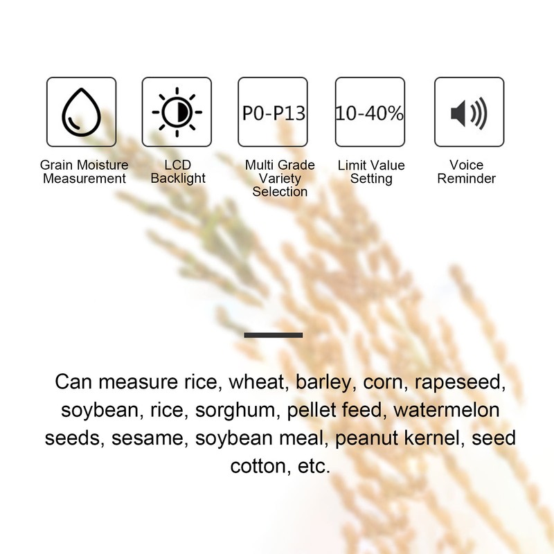 Grain Moisture Meter 300mm Probe Multifunctional Digital Hay Moisture Tester