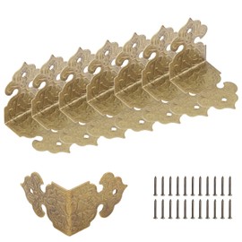 Auvotuis 20Pcs Antique Corner Protectors Decorative Metal Right Angle Box Corner Cover Guards, Vintage Brass Furniture Corner Edge Brackets Hardware with Nails(1 x 0.68inch, Style C)