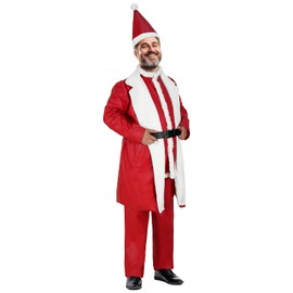Teyujosem Mens Christmas Santa Claus Leather Suit Red Jacket Movie Cosplay Costume Outfit(Z3215,M)