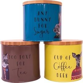 Itucci After Dark Woodland Creatures Tea, Coffee & Sugar Canisters Set, Multi