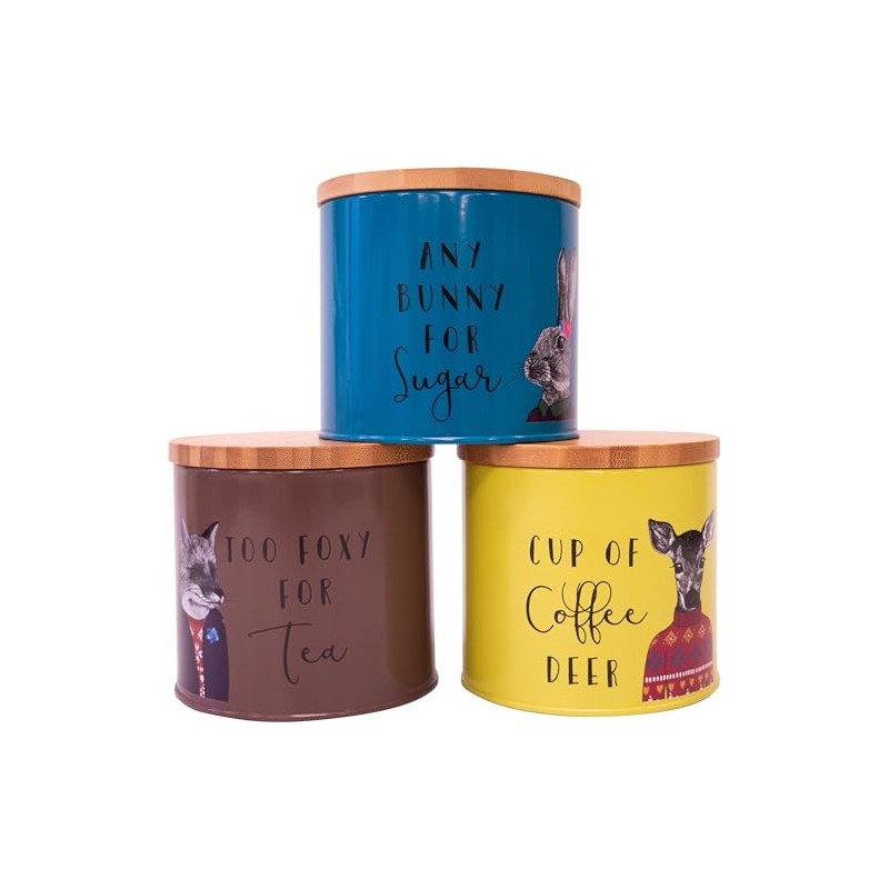 Itucci After Dark Woodland Creatures Tea, Coffee & Sugar Canisters
