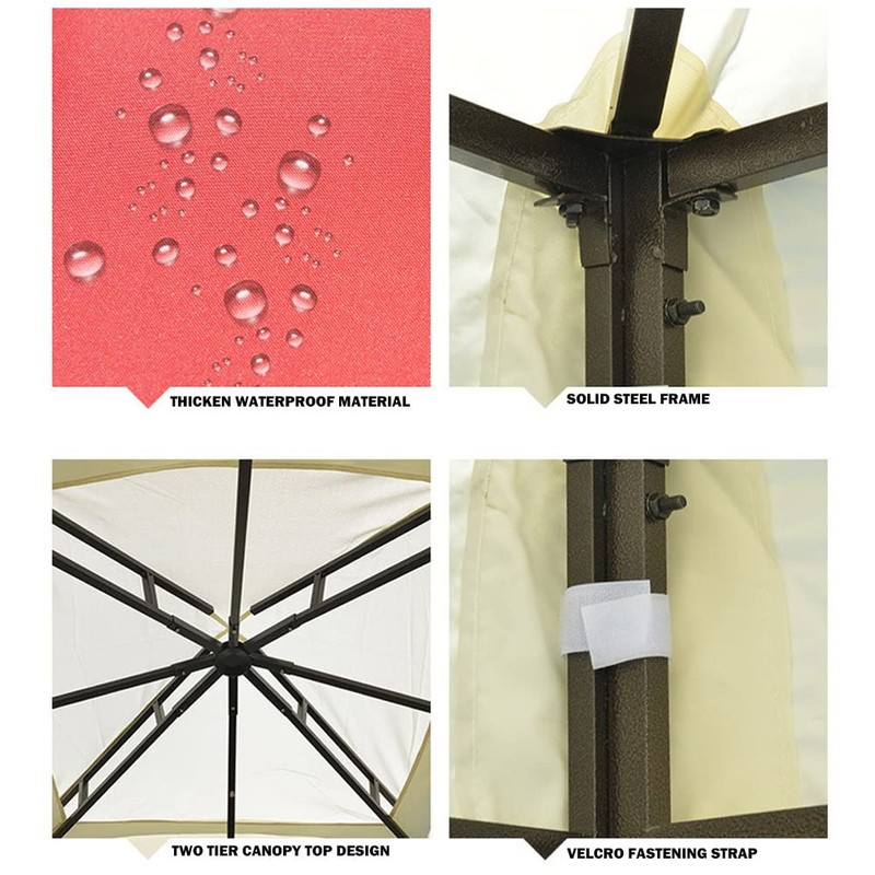 Gazebo Canopy Replacement Outdoor Canopy Shelter Top Double Tiered Canopy