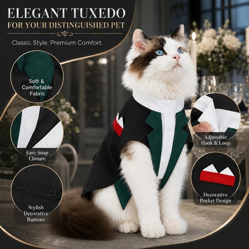 Black Cat Tuxedo Suit, Formal Wedding Birthday Outfit, M