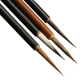 Set of 4 Ink Paintings, Fine Fine Line Brushes, People Flower and Bird, Line Drawing, Brush