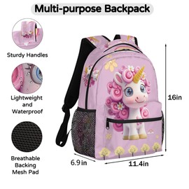 UOYO Pink Kids Backpack for School, Lightweight Bookbag with Adjustable Straps, Large Capacity Travel Backpack for Boys Girls, Waterproof