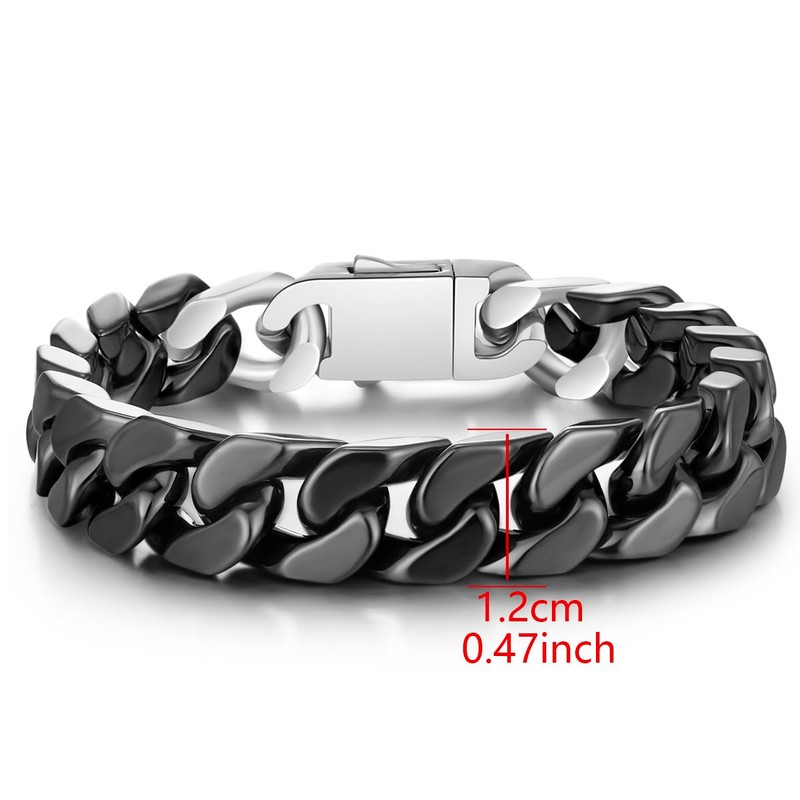 Pinannie White 12mm Wide Ceramic Cuban Link Bracelet for Men