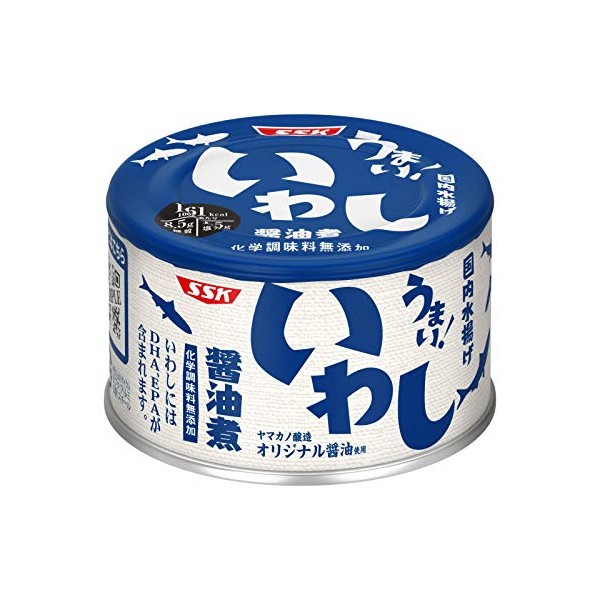 SSK Iwashi Shoyu 5.29 oz. (150 g) - Delicious Canned Sardines (domestic) boiled in Shoyu - No M.S.G., No Chemical Seasoning (Pack of 6) - MADE IN JAPAN