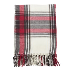 SARO LIFESTYLE Gen Collection Simple Plaid Throw Blanket with Fringed Edge, 50" x 60", Multi