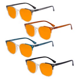 Eyekepper 4 Pack Computer Reading Glasses for Women Blue Light Blocking Readers Orange Tinted +3.00