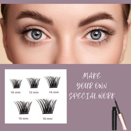Individual Lashes Cluster Lashes D Curl 45 Clusters DIY False Eyelashes Individual Reusable Soft Natural Easy Fan Russian Lashes Eyelash Extensions Clear Glue Individual Lashes 10-16mm