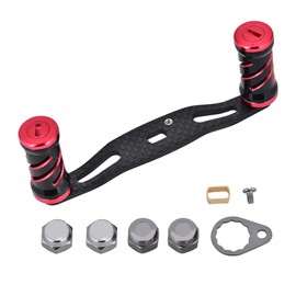 Fishing Reel Handle Carbon Fiber Frame with Fittings Replacement Parts 85mm (Black  Red)