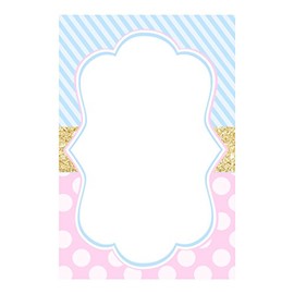 30 Blank Cards Invitations Thank You Cards Blue Pink Baby Shower Gold + 30 White Envelopes