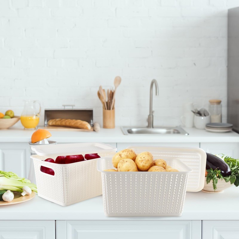 Yomjarl Onion and Potato Storage Bins,Stackable Plastic Pantry Bins with