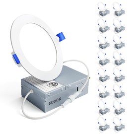 Ensenior 16 Pack 4 Inch LED Recessed Ceiling Light, Dimmable, 5000K Daylight, 750LM 9W 120V, High Brightness Canless Wafer Downlight - ETL&FCC&IC