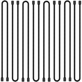 8PCS 18-Inch Silicone Cable Ties, Bendable Rubber Twist Ties, Reusable Twist Ties for Cords, Black Twist Ties for Organizing, Bundling (Black)