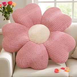 RANJIMA Flower Floor Cushion, Flower Floor Cushion Tatami Flower-Shaped Plush Decor Flower Floor Cushion Seat Cushion for Sofa Bed Chair Decoration Gifts for Girls and Women, 40 cm, Pink