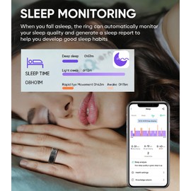 Smart Ring for Men Smart Ring Women Heart Rate Monitor Sleep Tracker Health Ring Fitness Tracker Gesture Control GPS Pedometer Calories Step Counter IP68 Waterproof Compatible with iOS Android Phones