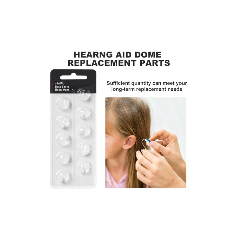 10 Hearing Aid Domes, 8 mm, Compatible with Oticon RIC