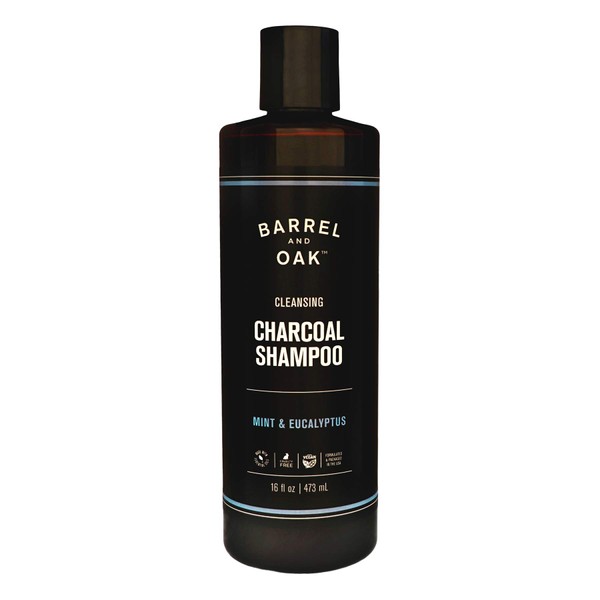 Barrel and Oak - Cleansing Charcoal Shampoo, Clarifying Shampoo, Hair Care for Men, Deep Cleans & Purifies, Hydrates & Soothes Dry Scalp, Essential Oil-Based Scent, Vegan (Mint & Eucalyptus, 16 oz)
