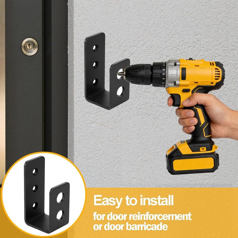 Domchan 2x4 Door Barricade Brackets (4 Pack) - Heavy Duty