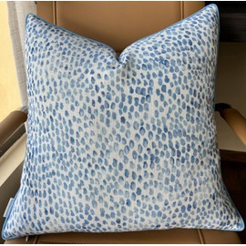 MANOJAVAYA Printed Rain Drops Decorative Square Accent Throw Pillow Cover - Home Decor for Couch, Sofa, Chair - 18x18 Inches, Blue