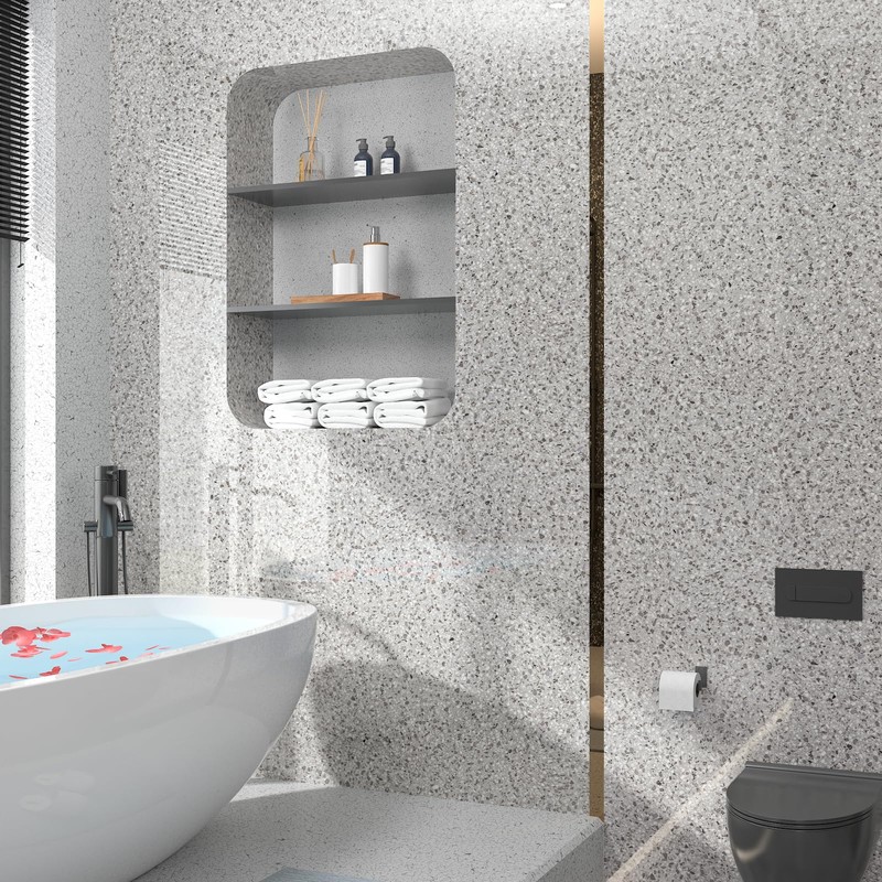EaseStick Light Grey Granite Countertop Contact Paper Waterproof Glossy Marble