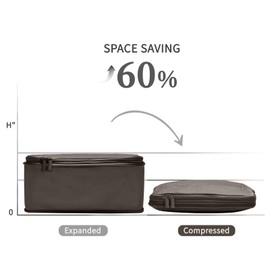 6 Set Compression Packing Cubes for Travel Essentials, Luggage Organizers for Carry On Suitcases, Space Saving Storage Bags (Charcoal Gray)