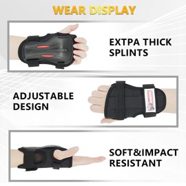 Wrist Guards,Adults/Kids Wrist Pads Boys Girls Children Protective Street Sports Skate Pads for Skateboarding Skating Snowboarding Outdoor Extreme Sports (Black+Red, XX-Large)