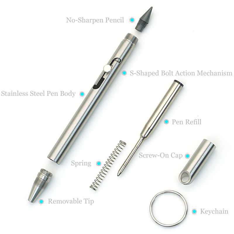 ESSSO Mini 2 in 1 Bolt Action Pen, Pocket Size