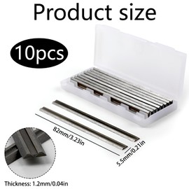 Set of 10 82 mm Planer Blades Hss Set, Electric Planer HSS Blade 82 x 5.5 x 1.2 mm, Professional Wood Replacement Blade Reversible Blades, Planer Blade for Bosch Planer, Hand Planer, Woodworking