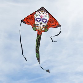 In the Breeze 45-Inch Fly-Hi Kite, Single Line Kite, Ripstop Fabric, Line and Bag Included — Sugar Skull, 3232