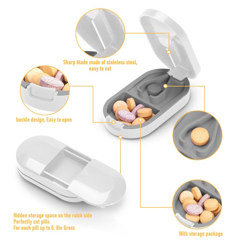 Pill Cutter, Pill Cutter with Blade for Small Pills and
