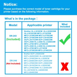 LCL Drum Units Compatible with Brother MFC-L3710CW MFC-L3730CDN MFC-L3750CDW MFC-L3770CDW DR243 DR243CL DR 243CL DR-243CL BK C M Y Image Drum - Office Li (1 Drum)