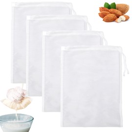 Gelapa 4 Pack Nut Milk Bag, 8”x12” Food Grade Nylon Cheese Cloths, Fine Mesh Milk Bag for Almond/Soy Milk, Reusable Mesh Strainer for Yogurt Tea Juice Wine Soup & Cold Brew Coffee Filter 300 Mesh