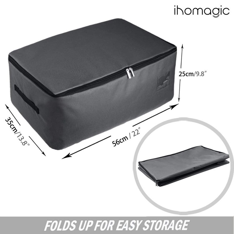 IHOMAGIC Under bed Storage Bag with Double Zipper and Handles,