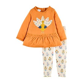 Mud Pie Girls Thanksgiving Tunic And Legging Set, Turkey, 6-9 Months
