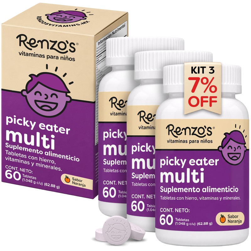 Renzos Picky Eater KIT 3 Multivitaminico para Nios 18 Vitaminas