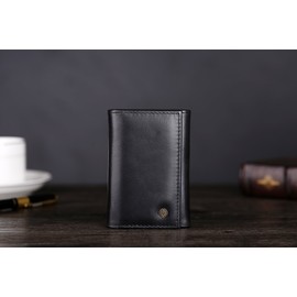 Cronus & Rhea® Luxury Key Case Made of Exclusive Leather (Janus) | Key Case - Key Ring | Genuine Leather | With Elegant Gift Box | Men - Women, black, Key case