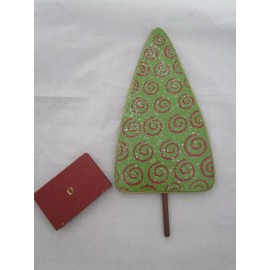 Wood Christmas Tree Whimsical design  ~ Collins HW-4501 2pc set Christmas NEW