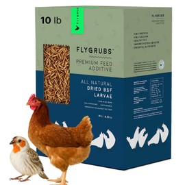 FLYGRUBS 10 lb Dried Black Soldier Fly Larvae - High Calcium Chicken Feeder - 85X More Calcium, Non-GMO Meal Worms for Wild Birds, Ducks, Turkeys, Quails, Turtles - Nutrient-Rich BSFL