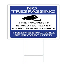No Trespassing Yard Signs with Stakes Party Decorations Props for Guidepost 12x18 Inch Funny Yard Lawn Sign Business Driveway Alert Corrugated Plastic Lawn Sign for Baby Shower Gender Reveal